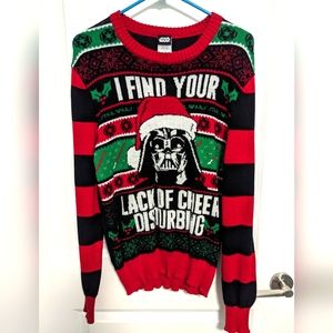 Star Wars Christmas Knit Ugly Sweater Men's Medium Red Long Sleeve Darth Vader